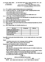 Kỳ thi chọn học sinh giỏi Sinh học 10 (Có đáp án) - Năm học 2006-2007 - Sở GD & ĐT Vĩnh Phúc